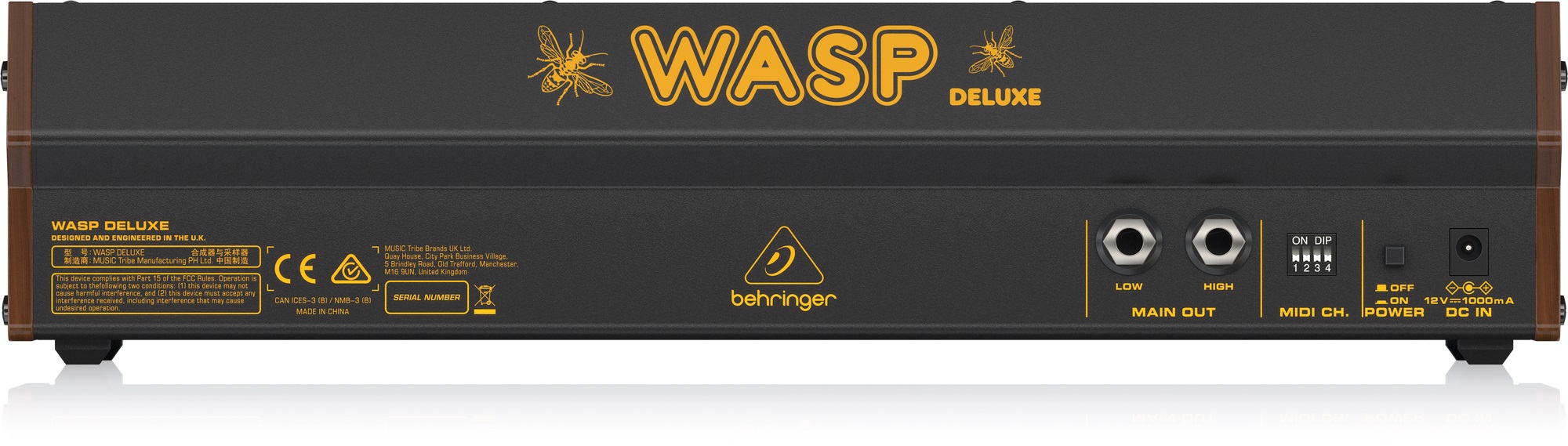 vista trasera del behringer wasp deluxe