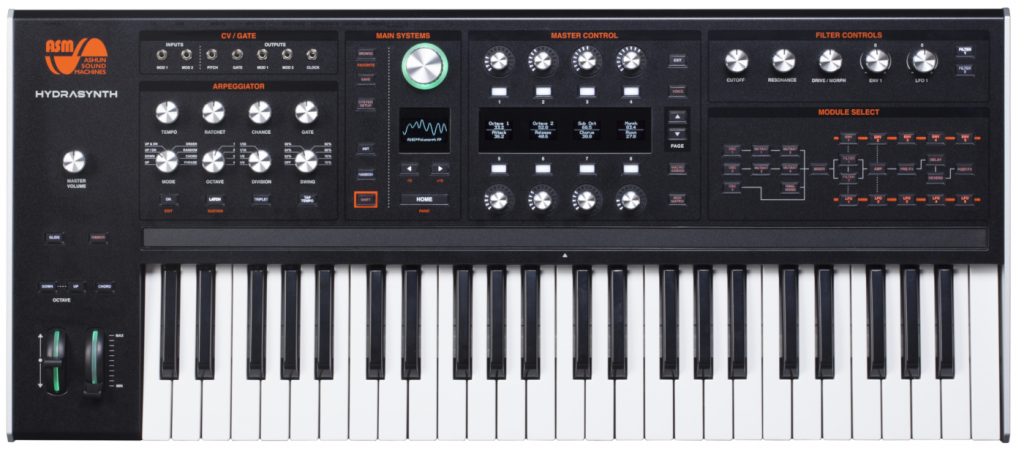 vista frontal del asm hydrasynth keyboard