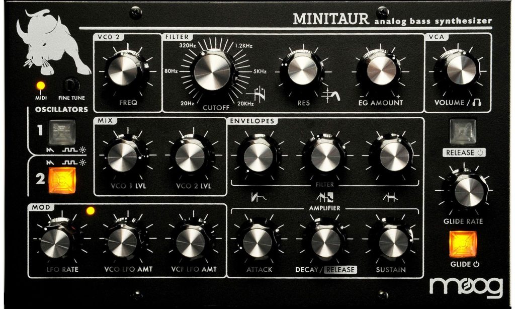 vista frontal del moog minitaur